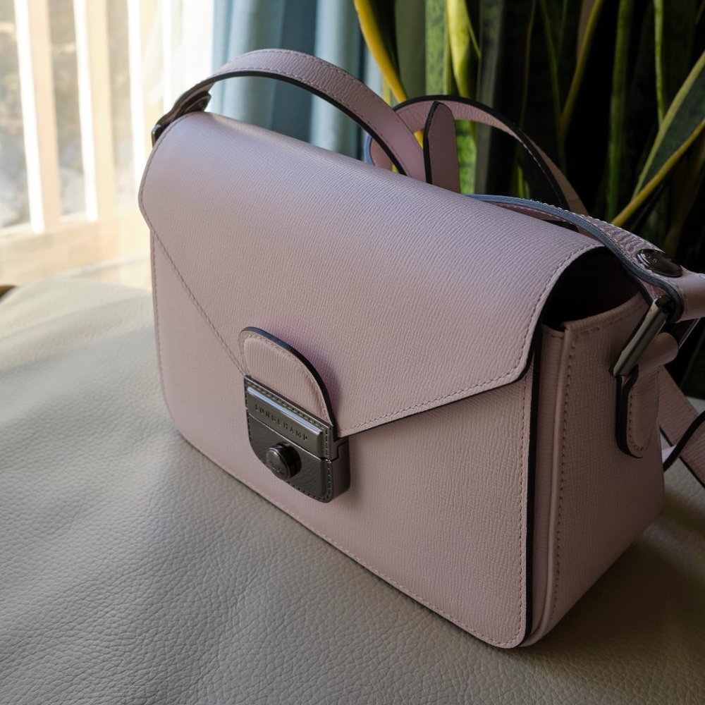 LONGCHAMP Le Pliage Héritage Pale Pink Leather Crossbody